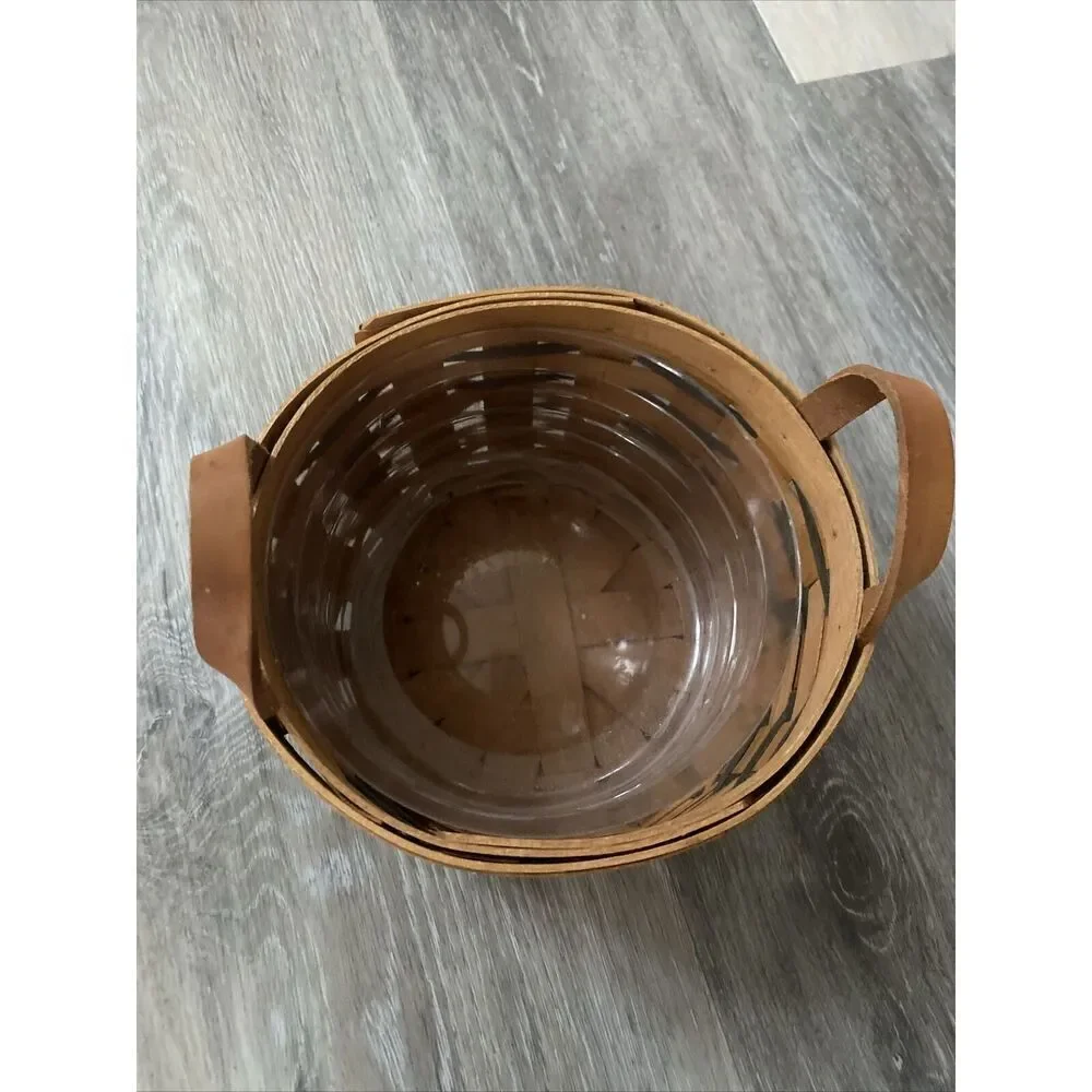 Longaberger 2000 Casserole Round Basket All-American Collection Leather Handles
